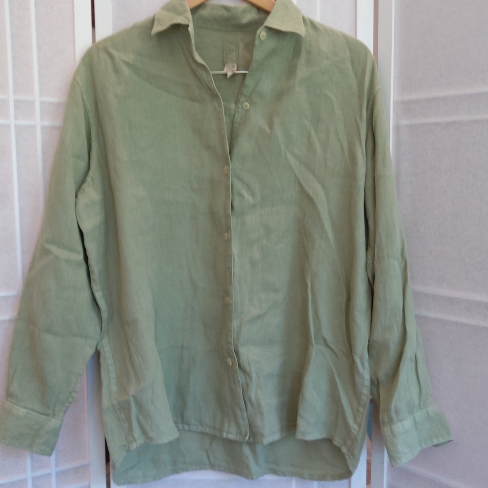 120% Lino green linen shirt EU size 42 - Picture 7 of 10